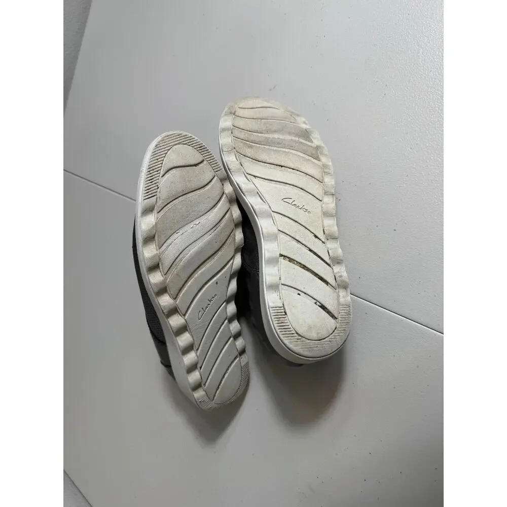 Clark's Collection Sharon Crystal Oxford wedge silver gray leather shoes Sz 8.5
